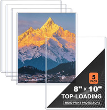 5 Pack 8" x 10" Rigid Print Protectors Clear Hard Plastic Sheet Protectors Top L