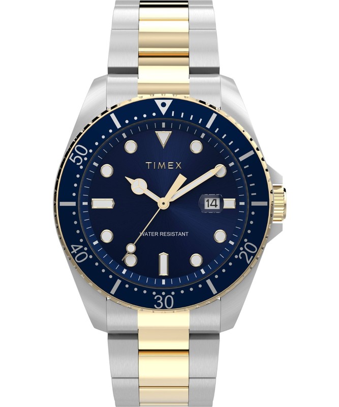 Timex Trend Blue Dial Two-Tone Stainless Steel Men's Quartz Watch 42mm TW2W71800