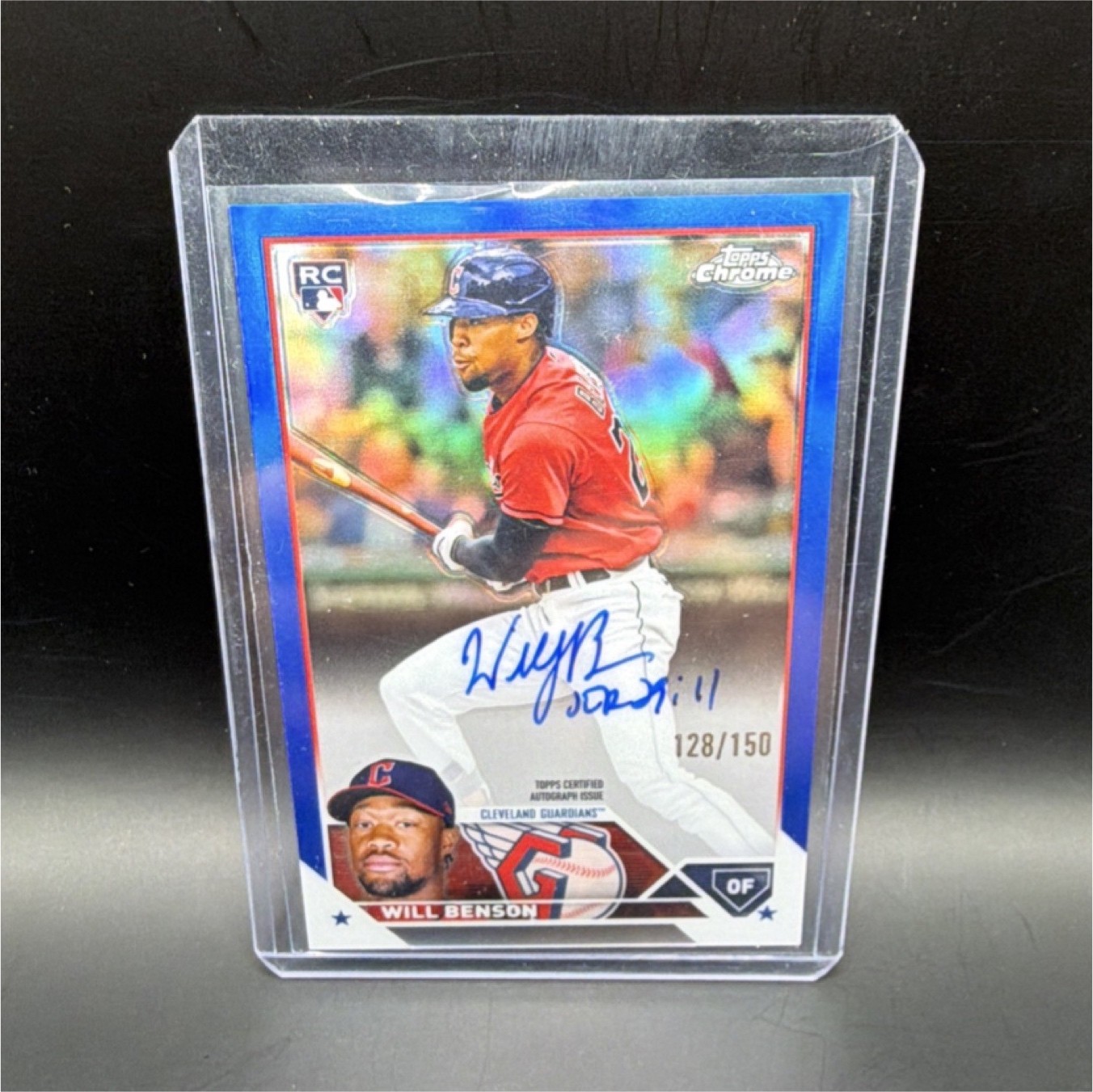 2023 Topps Chrome Will Benson #RA-WB Guardians Rookie Auto Blue Refractor /150