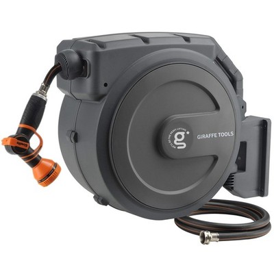 Giraffe Tools Retractable Garden Hose Reel Wall Mounted Full Size Watering Hose