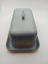 BROCANTE Blue Grey mottled Glazed Butter Dish Cheese Dish 8x19cm Ex Condition 