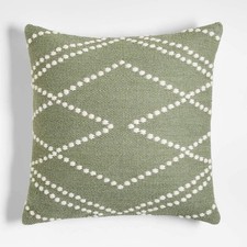Set of 2 Crate Barrel Sage Kilim Cotton Wool Blend Throw Pillow Covers 23x23