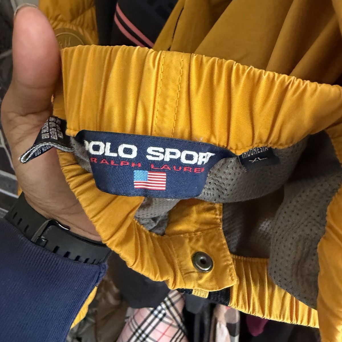 Vtg Ralph Lauren Polo Sport Navy Blue Yellow Tracksuit Jacket