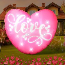 VIHOSE Valentines Day Inflatable Blow Up Yard Decorations 4.7 Ft Pink Heart B...