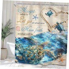 Sea Turtle Shower Curtain 60Wx72L Inch Blue 60"W x 72"L Pack of 1 B-turtle02