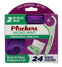Plackers Micro Mint Freshens Breath 24 Units Dental Flossers (Pack of 10)