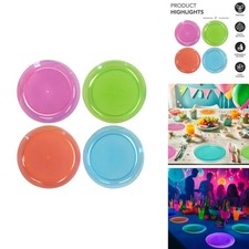 Party Essentials Hard Plastic 9-Inch Round Plates, Assorted Neon, 80-Count