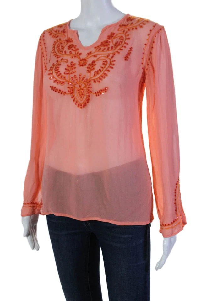 Blusa feminina Nolita gola redonda manga comprida lantejoulas Carol tamanho P - Imagem 3 de 4