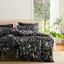 Sedefen Black Floral Duvet Cover Queen Size Pink White Flower Duvet Cover Set...