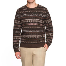 Lands' End Men's Fair Isle Sweater Size XL Brown