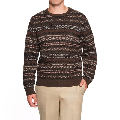 Lands' End Men's Fair Isle Sweater Size Small Brown