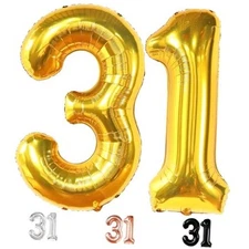 Katchon Giant 31 or 13 Balloons Numbers - Large 40 Inch | Shiny 31 Number Gold