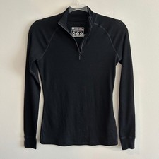 Mountain Warehouse Extreme Top Black US 4 Merino Wool Blend 1/4 Zip Base Layer