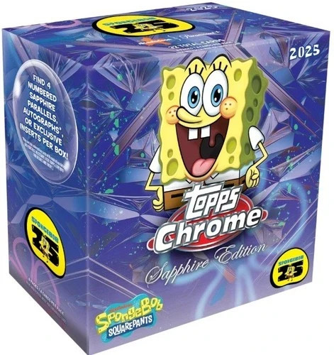 1x Hobby Pack of 2025 Topps Chrome Sapphire SpongeBob 25th Anniversary