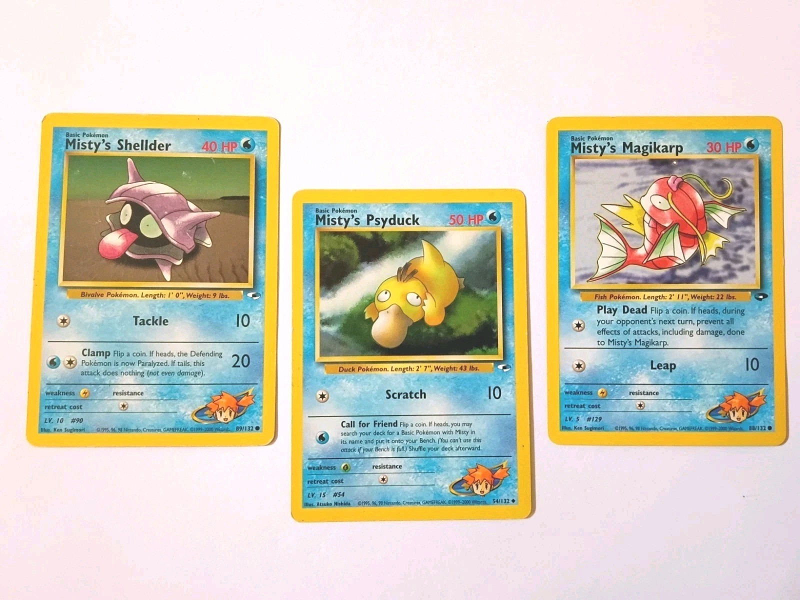 Pokémon TCG Misty's Psyduck Magikarp Shelder LP Bundle 88 89 54/132