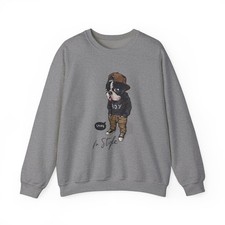 Stylish Dog Illustration Crewneck Sweatshirt, Funny Pet Apparel, Casual ...