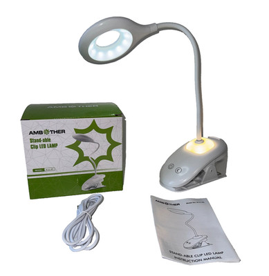 Ambother wiederaufladbare standfähige Clip LED weiße Lampe mit USB, Box & Handbuch Neu