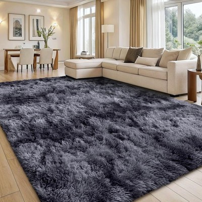 smiry Hochflor Teppich 160x220 cm Hellgrau Waschbar R