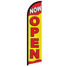 Now Open Windless Advertising Swooper Flag Open Welcome Sign RED/YELLOW