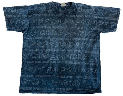 Vintage Maui Hawaii Tropical Blues AOP T-Shirt Blue Single Stitch Men s XL
