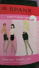 New SPANX sz B Metallic Luxe TIGHTS Black Silver TIGHT END Body Shaping 115-150