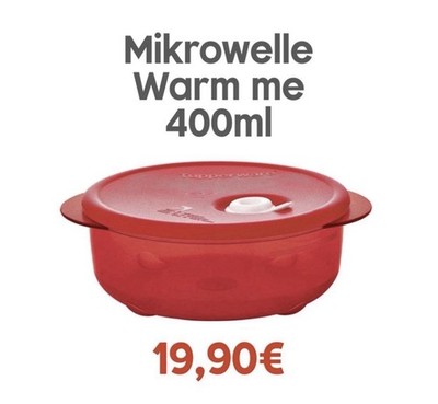 Tupperware Rock n Serve rund 400 ml rot Mikrowellenschüssel mit Ventil NEU