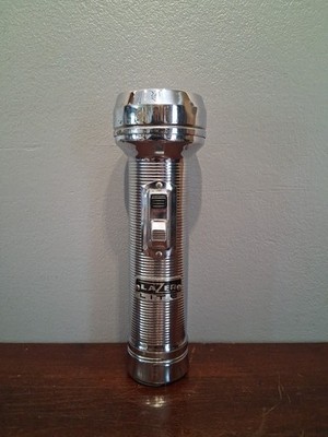 Vintage Lazer Lite Chrome Flashlight With Magnet Needs Work