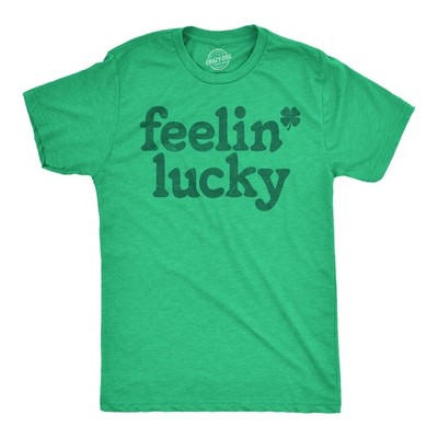 Mens Feelin Lucky T shirt Funny St Pattys Days Parade Four Leaf Clover Tee for