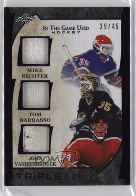 2022 Leaf ITG Used Game Triple Relics Purple 29/45 Mike Richter Tom Barrasso y0t