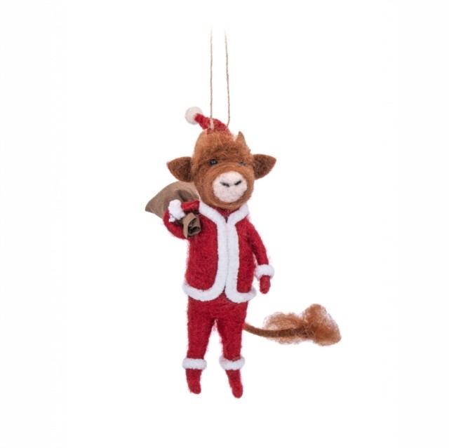 Highland Cow Santa with Sack Felt Decoration UNKNOWN FORMAT 5055259285741