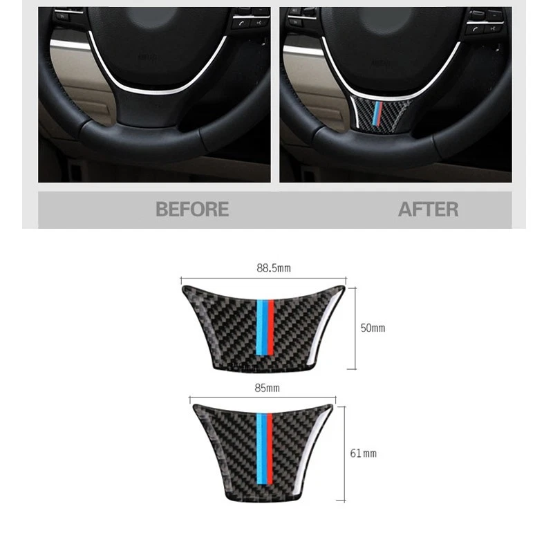 Calcomanía adhesiva para molduras de volante de fibra de carbono M Sport para BMW F10 F18 2011-2017 Foto 4 de 4