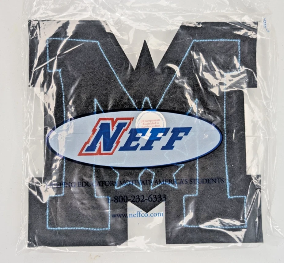 Neff Blue Block Letter “M” Patch Chenille Varsity Initial 7x7 High School Jacket - Image 4 of 4