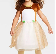 Toddler Reindeer Fawn Halloween Costume 2T/3T Brown Dress  Tail 2 Pc Girls