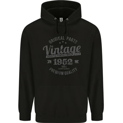 Hoodie Noir 80% Coton Anniversaire Vintage 74e Année 1952 Pour Hommes - Photo 1/2