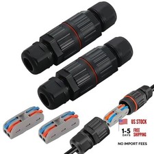2 Pcs 2-pin IP68 outdoor waterproof junction box cable Wire Connector 2 Pin