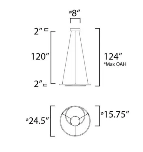 Светодиодная кольцевая люстра ET2 E21325 цикл 25 дюймов Вт - черная - Изображение 3 из 3