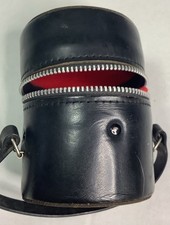 Vivitar Black Leather Lens Hard Case 4  x 3  Holds 2 W/Divider