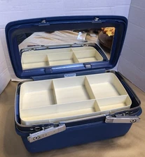 Vintage Samsonite Luggage Train Case/Carry On Concord Blue W/Tray  No Key