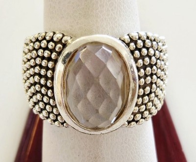 Designer Michael Dawkins Sterlingsilber 14k Einfassung großer facettenreicher Topas Ring Größe 8
