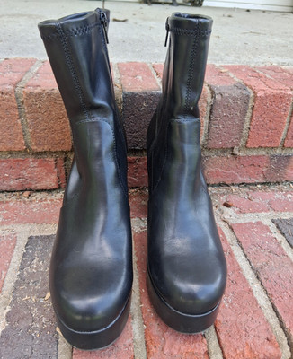 Steve Madden Stealth Women's Black Platform Lined Zip Ankle Boots US 8.5