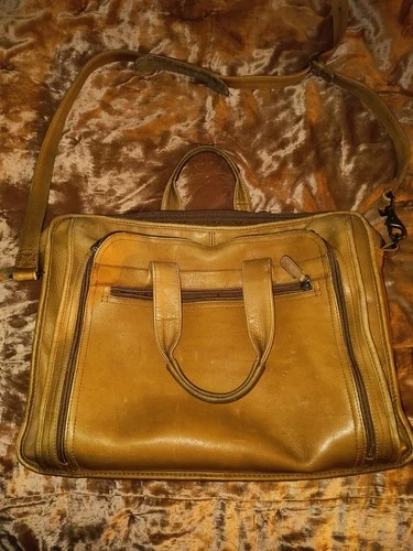 VINTAGE Mori caramel Leather Messenger Weekender Bag Tan Colombian