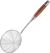 Spider Strainer Spoon with Wooden Handle - High-End Stainless Steel 