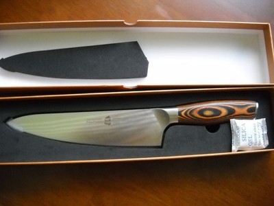 TUO CUTLERY 8 inch 20CM GERMAN STEEL CHEF KNIFE, WOODEN HANDLE. NEW IN OPEN BOX.
