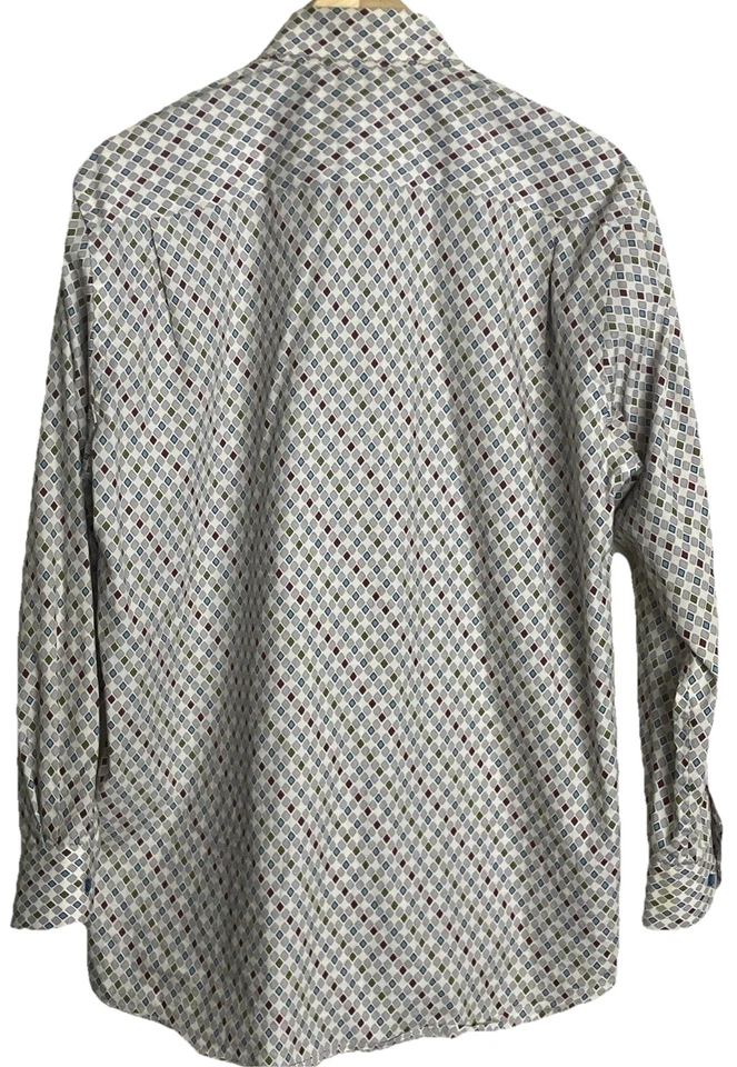 Camisa de vestir St Croix para hombre mediana colorida con diamantes Italia Foto 4 de 4
