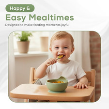 Nurturenest Silicone Toddler Feeding Set Suction Plate Bowl Toddler Spoon Fork