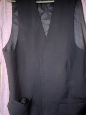 Gioberti Vest Mens Large Black Suit 5 Button Front Sleeveless Formal Waistcoat