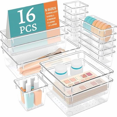 Klar Schublade Organizer Set Stapelbar PP Aufbewahrung Tabletts für Make-up Büro