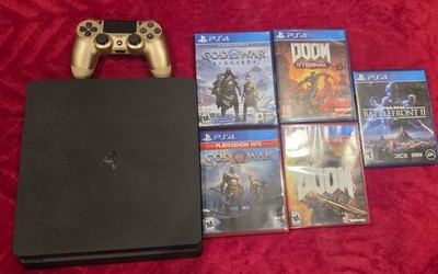 Sony PlayStation 4 Slim 1TB Console Black, 1 Controller, 5 Games Included