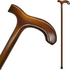 Wooden Walking Cane for Men and Women, One-Piece Wood Cane, 36 Inch