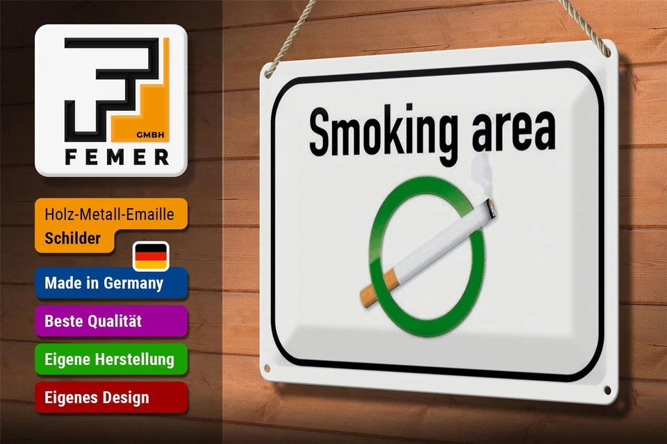 Blechschild Rauchen 30x20 cm Smoking area Raucherraum Deko Schild tin sign - Bild 3 von 4
